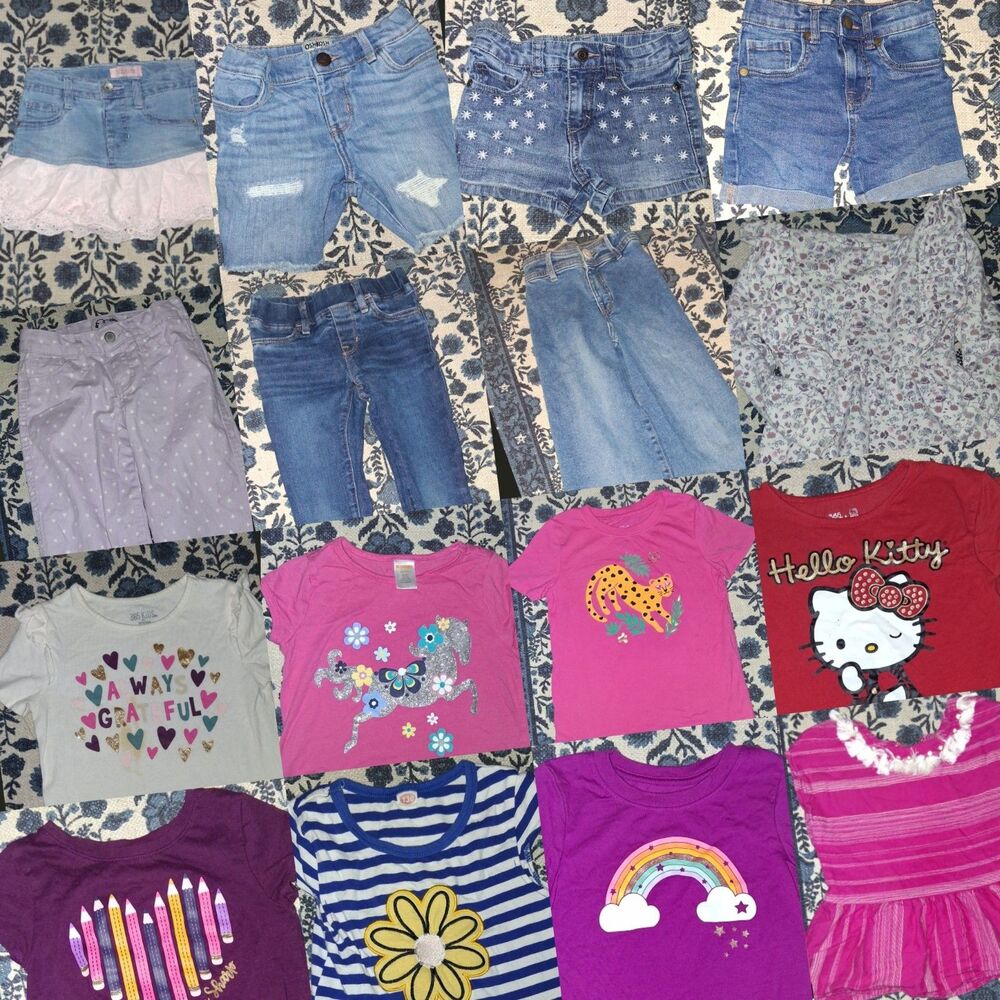 Kids Clothes Girls 4T 6 Lot 16 Pc Dresses Jeans Tops Shorts Skirt Zara Oshkosh